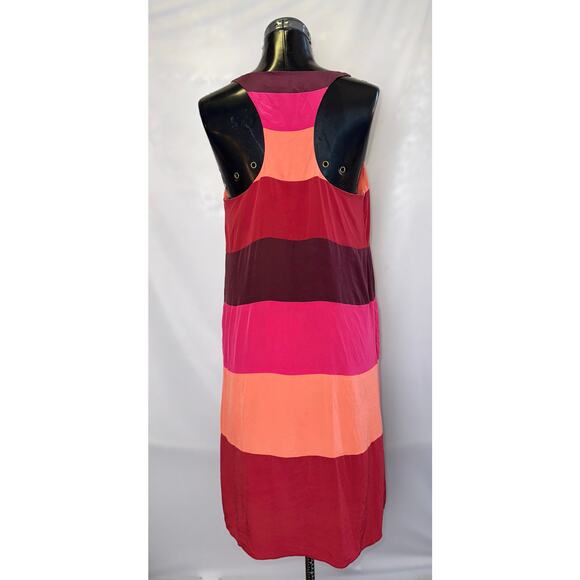 BCBG Max Azria Red Orange Stripe V-Neck Tank Dress Size XS - Picture 5 of 6